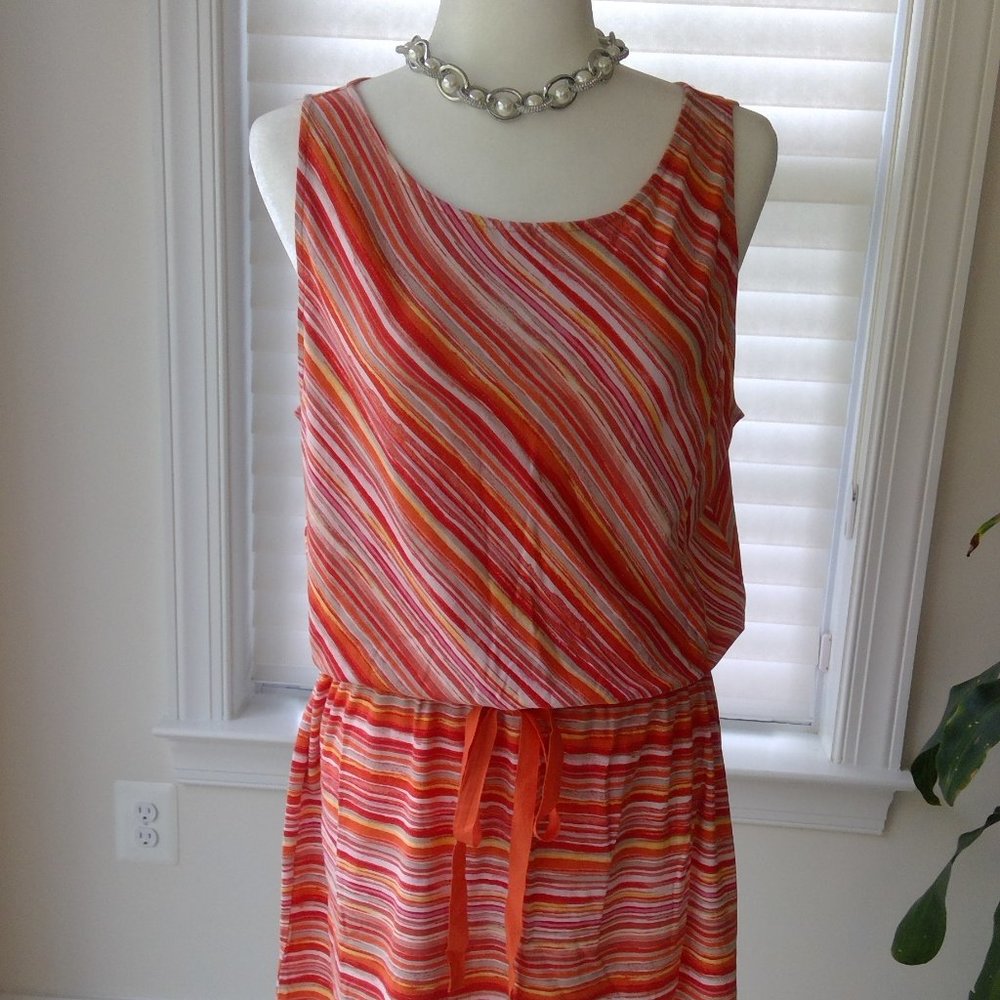 Loft Orange Stripped Sleeveless dress